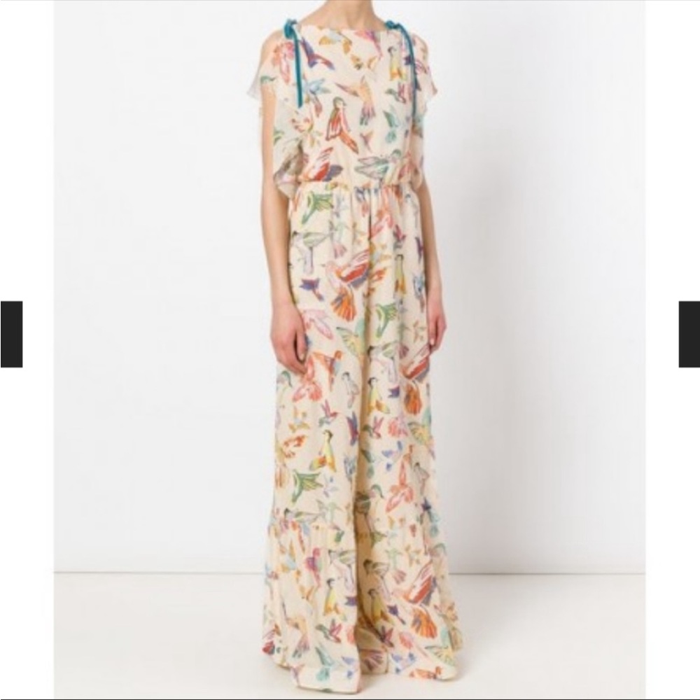 Red Valentino Silk Bird Jumpsuit. Like New